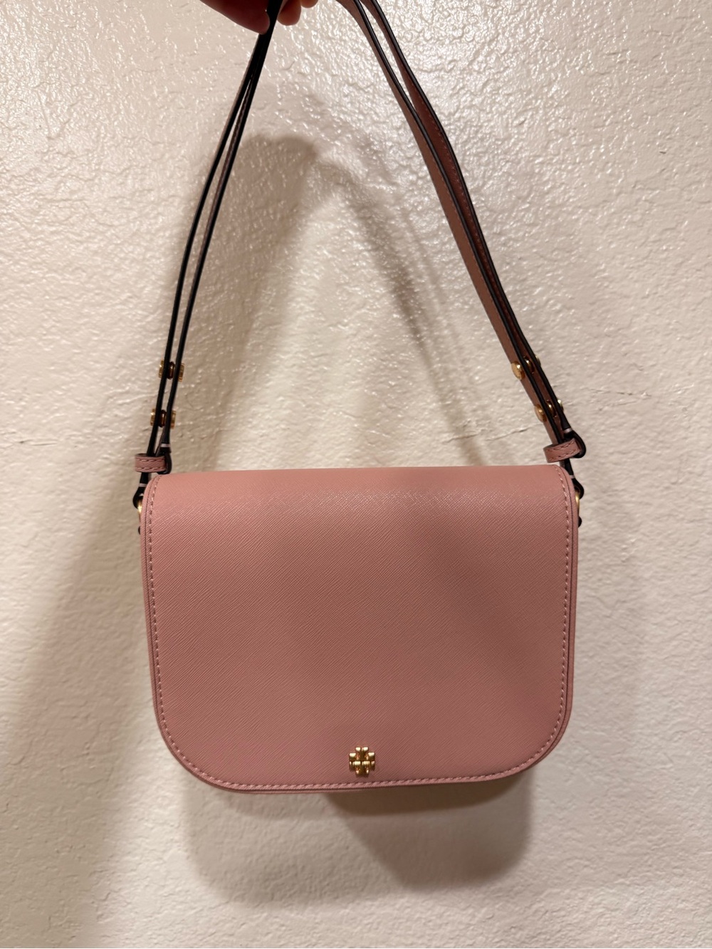 Tory Burch Blush Pink Saffiano Leather Crossbody Bag